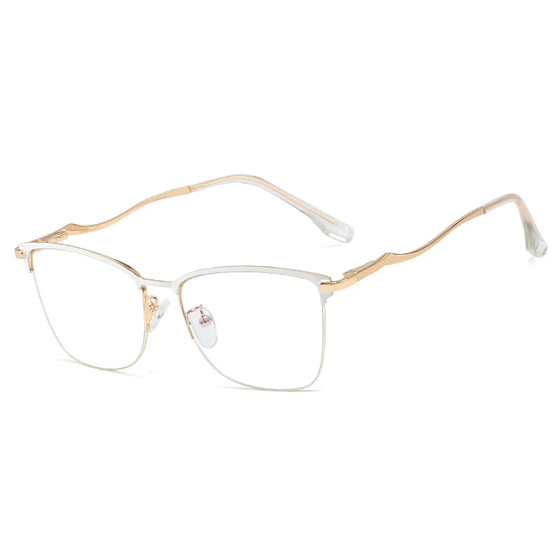 48281 Cat Eye Anti Blaues Licht Halbrahmen Optische Brillengestelle Männer Frauen Mode Computer Brillen