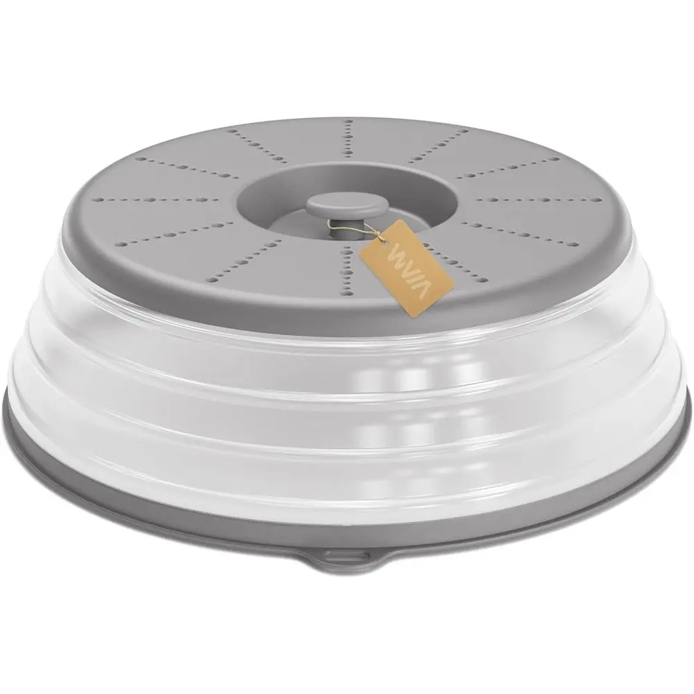 Microwave Safe Vented Splatter Cover with Hook Hole, Grey, Ideal for Meal Prep and Kitchen Use