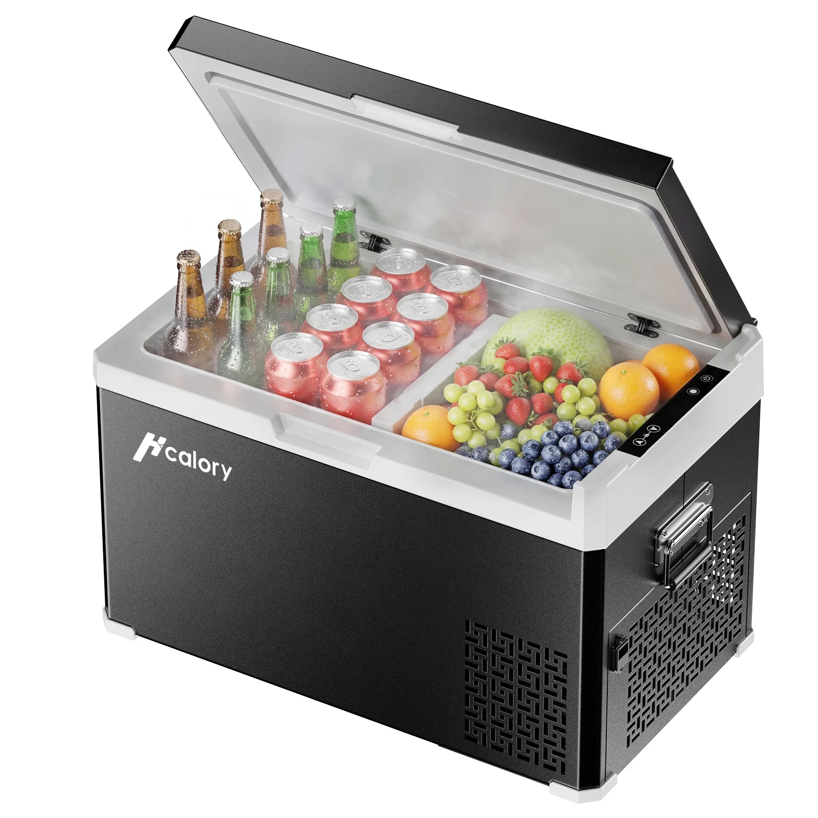 Hcalory D-Serie Kompressor Kühlbox DC12V/24V AC230V, Zweizonen Kühl-Gefriergerät für Auto und Zuhause, tragbare Kühlbox für LKW, SUV und Camping