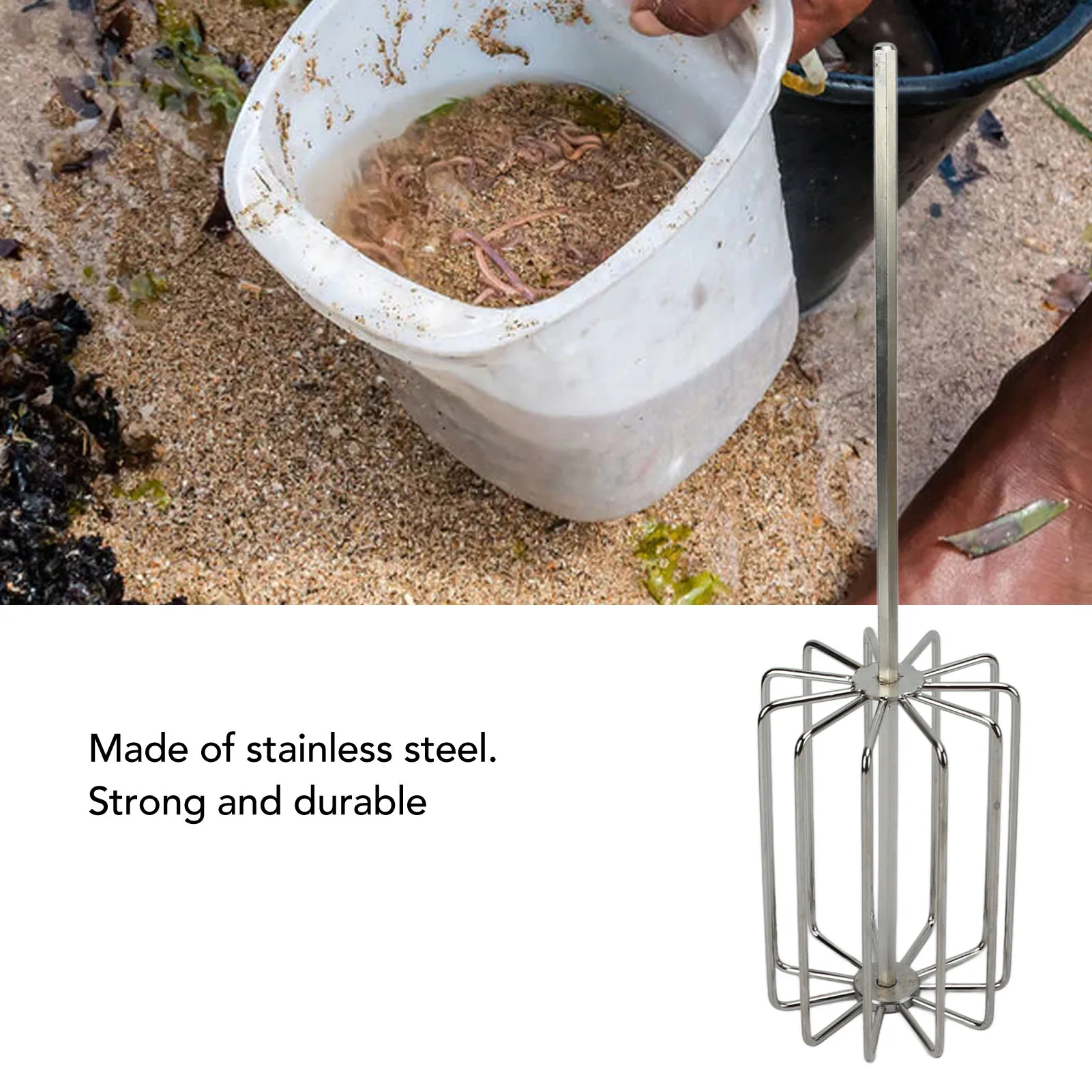 

Groundbait Mixer Robust Stainless Steel Fishing 11 Blades Equipment Whisk Tool Accessories