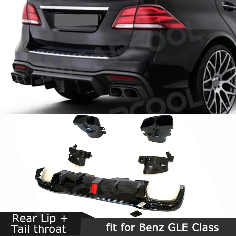 

Auto Rear Bumper Diffuser Exhaust Tips With Bracket for Benz GLE GLS Class W166 X166 GLE 450 GLE63 AMG Sport SUV 2015-2019