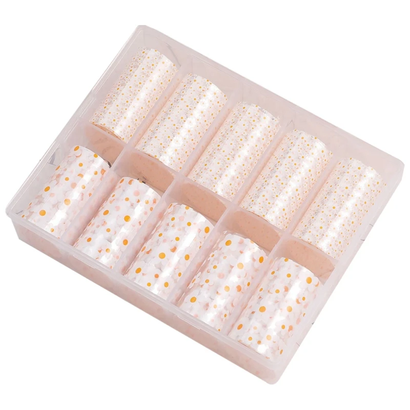 Rouleaux d'autocollants pour ongles à fleurs blanches, décalcomanies pour nail art, thème floral, transfert de feuille, printemps, été, 10 pièces