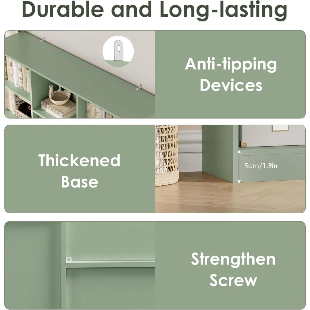 رف كتب كبير مكون من 6 طبقات مع 17 رفًا مفتوحًا، وخزانة كتب بطول 74 لتخزين المنزل والمكتب