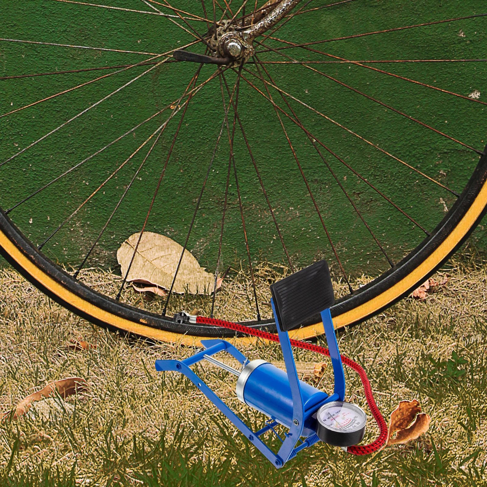 

Foot Pump Metal Mini Floor Pump With Barometer For Bike Car Motorbike Ball High Pressure Inflator Portable Durable