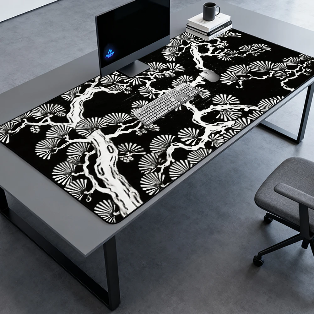 

Japanese Desk Pad Gamer Mat Tree Gaming 1400x600 Large Mousepad Pine 1600x600 Deskmat 5mm Giant White Mousemat Nonslip Black Pad