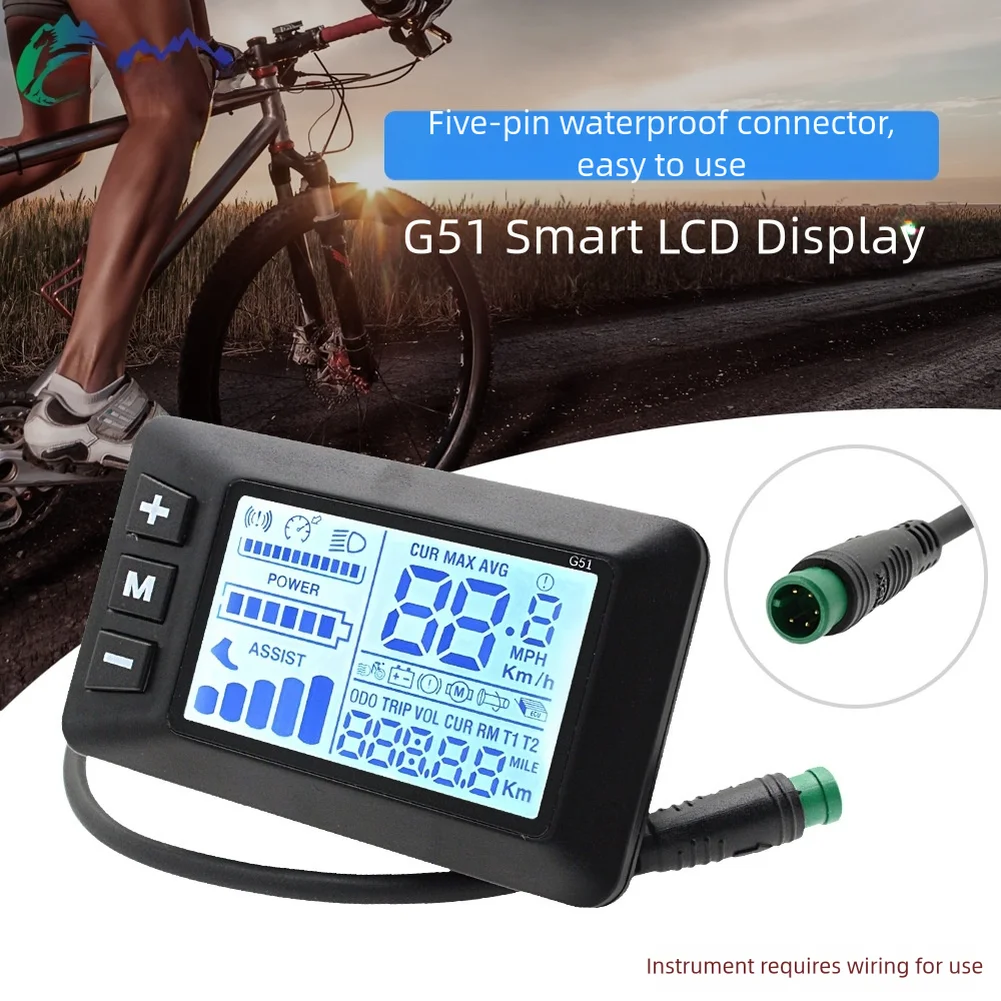 Licznik prędkości do hulajnogi elektrycznej, skutera elektrycznego, model G51, z 5-pinowym wodoodpornym złączem i wyświetlaczem LCD, do pojazdów 24V 36V 48V