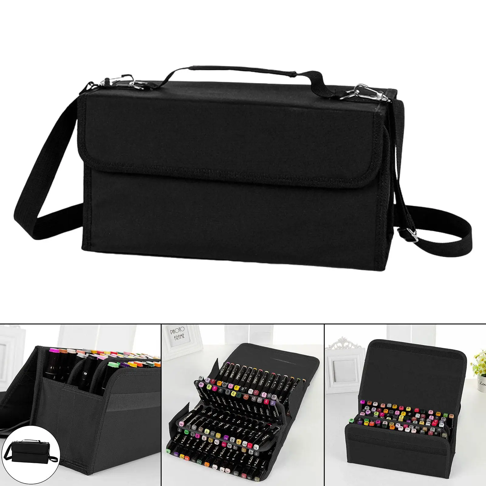 Marker Case Sketch Storage Bag Multifunction 80 Slots Practical Pencil Pen Case Markers Holder for Painter Girl Boy Artist