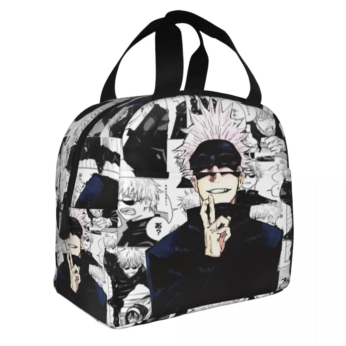 Gojo Satoru Collage Manga Insulated Lunch Bag Cooler Bag Reusable Jujutsu Kaisen Anime Tote Lunch Box Men Women College Travel