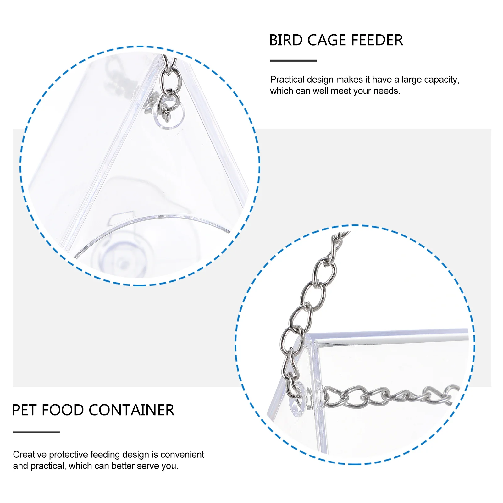 

Acrylic Bird Cage Feeder Parrot Food Container Large Capacity Pet Supply White Window Viewing Holder Creative Design