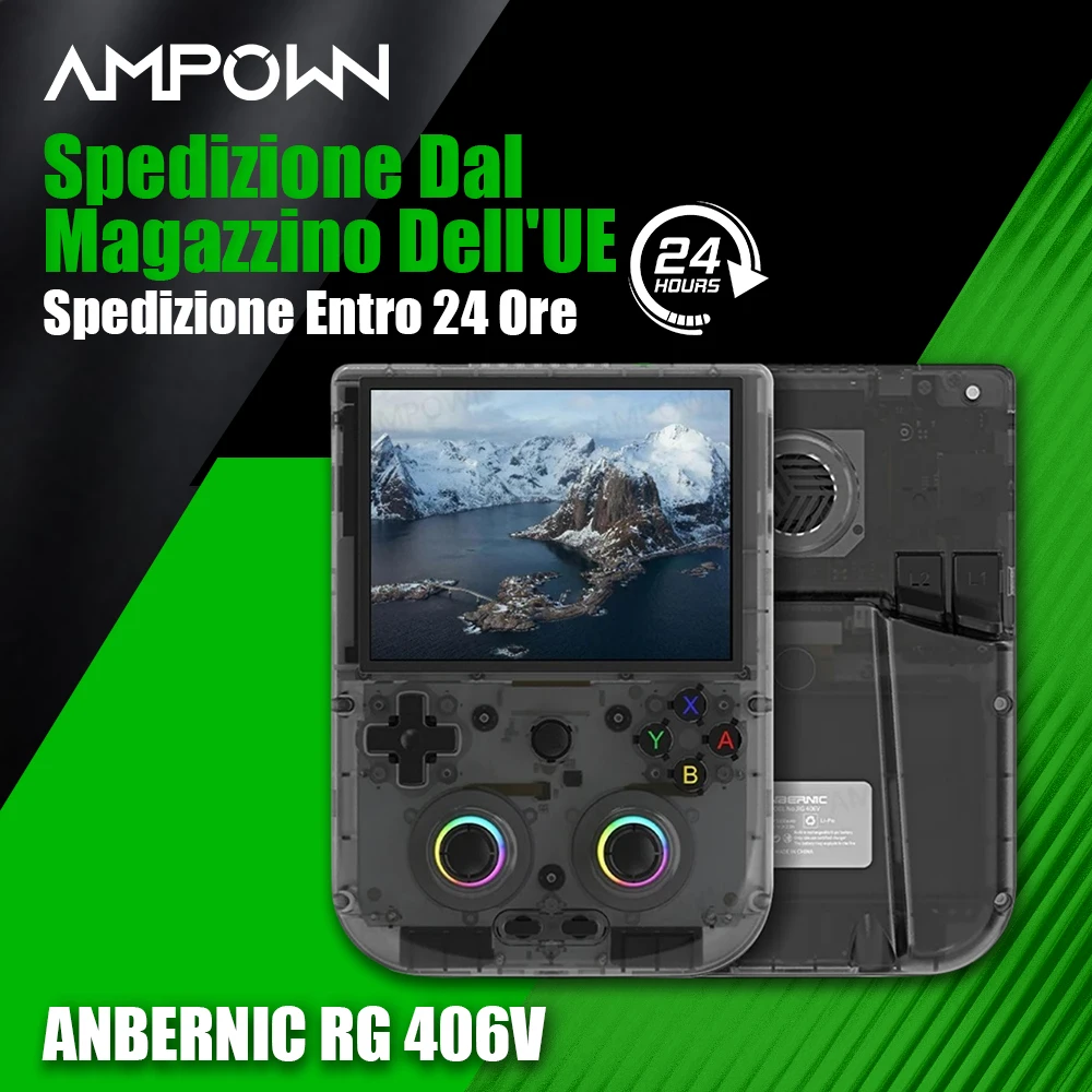 AMPOWN ANBERNIC RG406V Lettore di giochi portatile per magazzino UE Touch screen da 4 pollici Console per videogiochi portatile retrò Android
