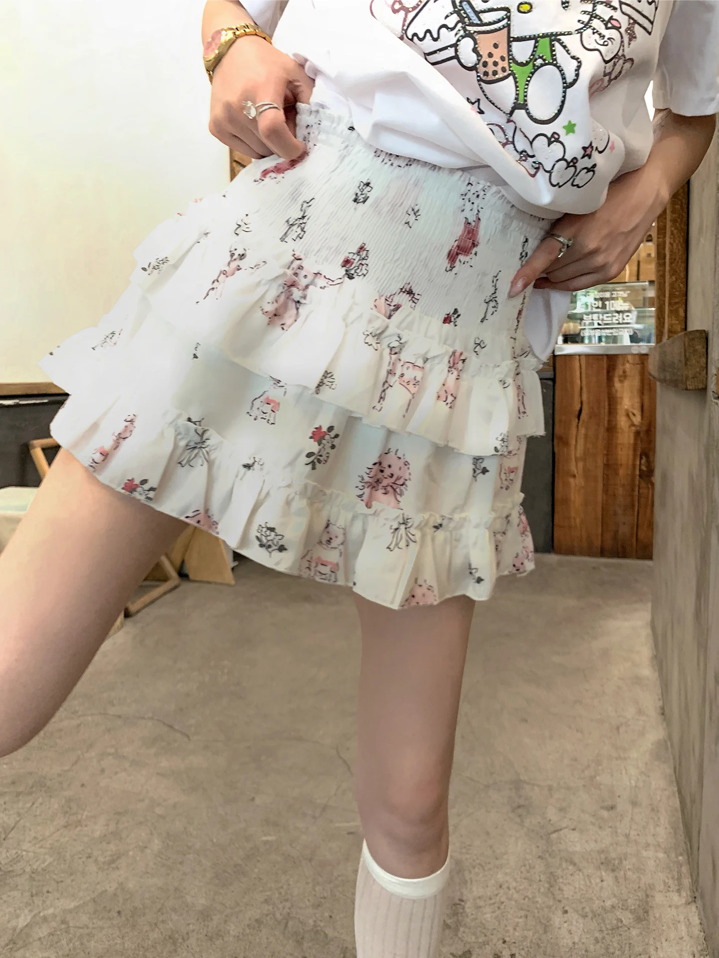 

Юбка-трапеция с высокой талией, женская, с оборками, летняя коллекция