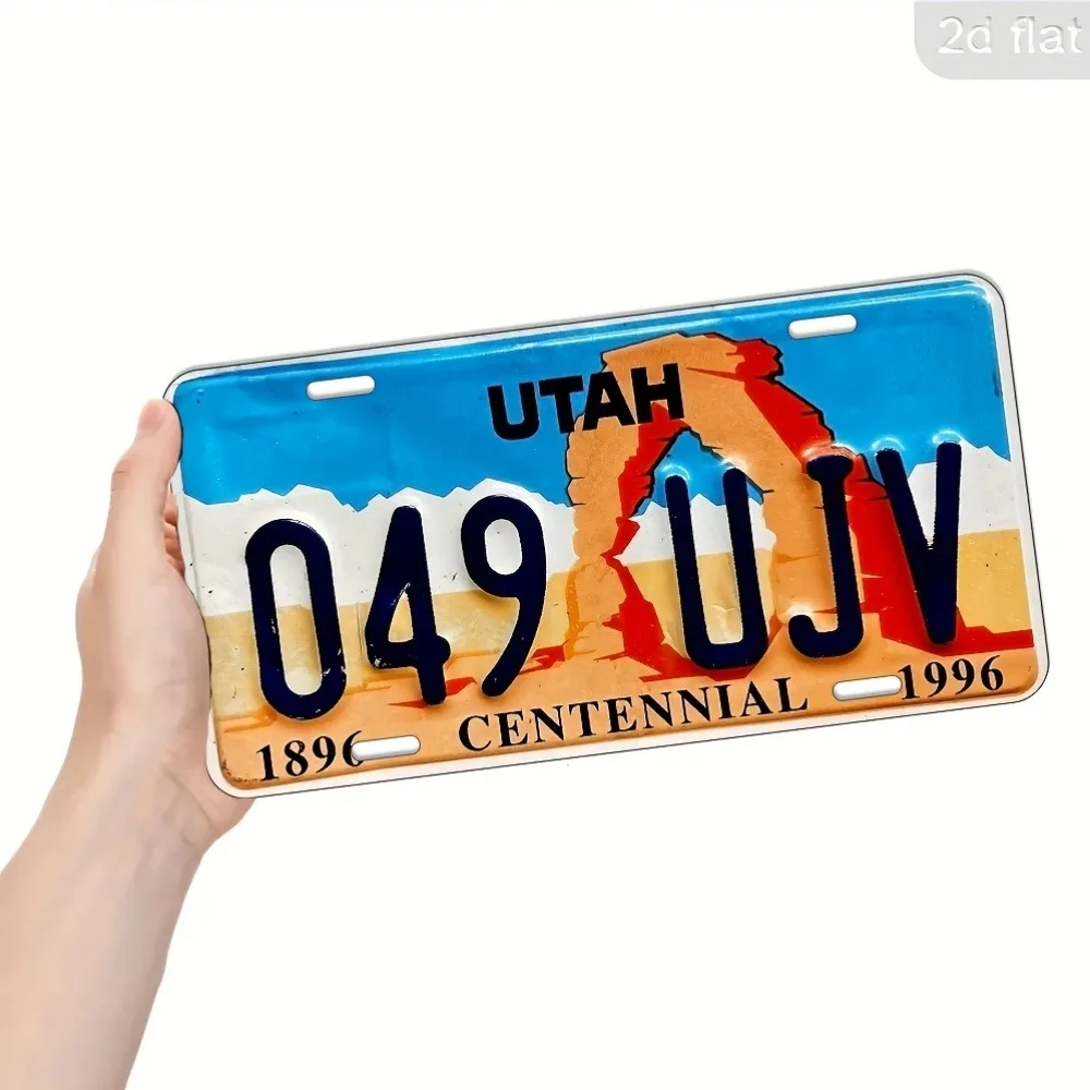 2D Flat, 2D Flat Plane, 1pc - 15X30Cm Vintage Sign, Utah Themed Plate Wall Art, with Pre-Drilled Holes, Suitable for Cabins, Bar