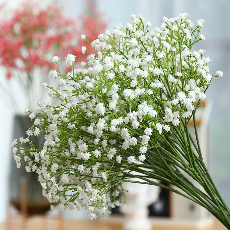 1pc Artificial Baby Breath Flowers Plastic Fake Flower for Indoor and Outdoor Wedding Bride Flower Bouquet Family Garden Party