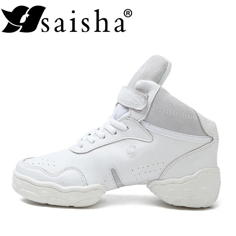 Adult fitness Men's Women's  Leather Modern Dance Shoes Jazz Shoes Rubber Soled Indoor and Outdoor High Boots Oversized gym