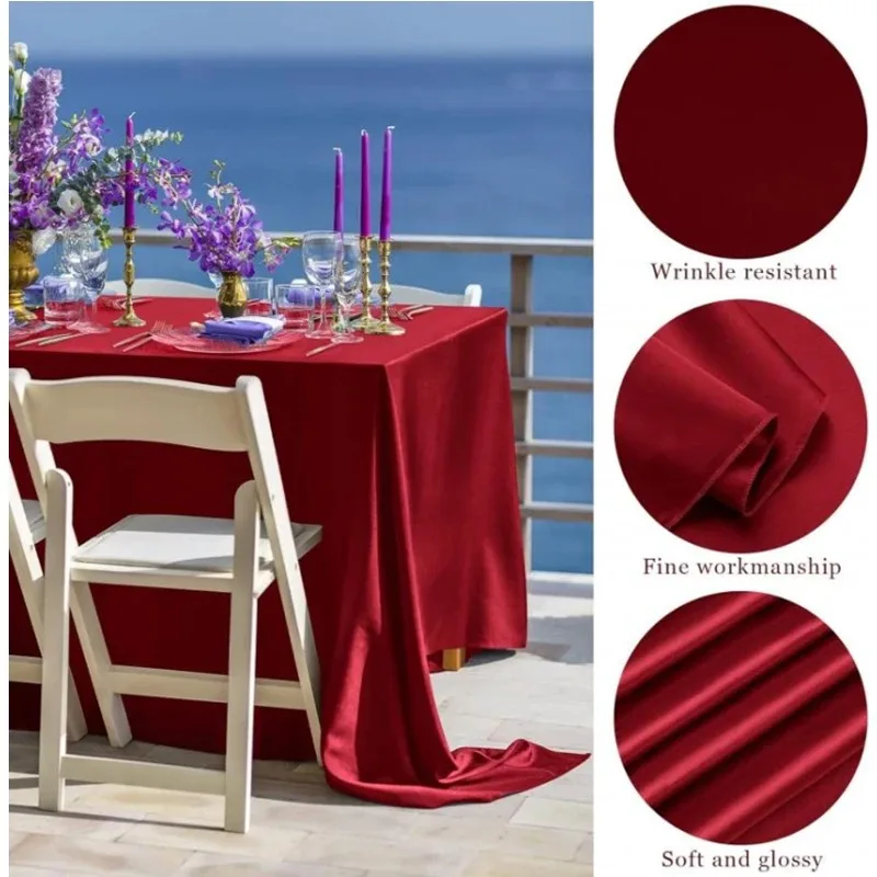 Rectangular Satin Tablecloth Silky Stain Resistant Washable Large Cover For Dining Wedding Christmas Banquet Home Decor
