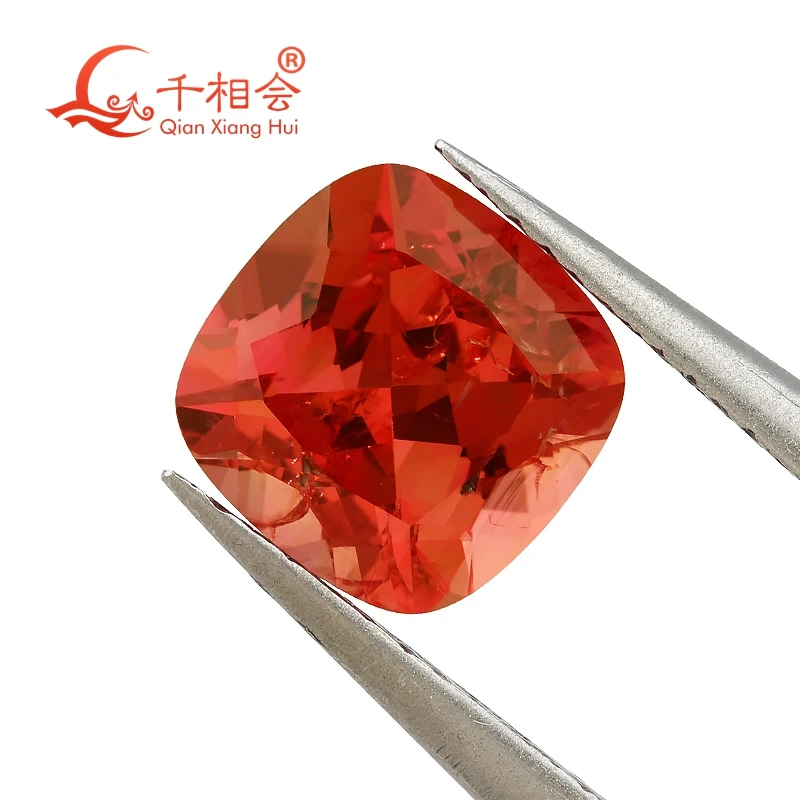 

cushion cut lab grown Sapphire Padmaraga more red orange Color Natural Cut with Minor Cracks Inclusions Corundum Loose Stone