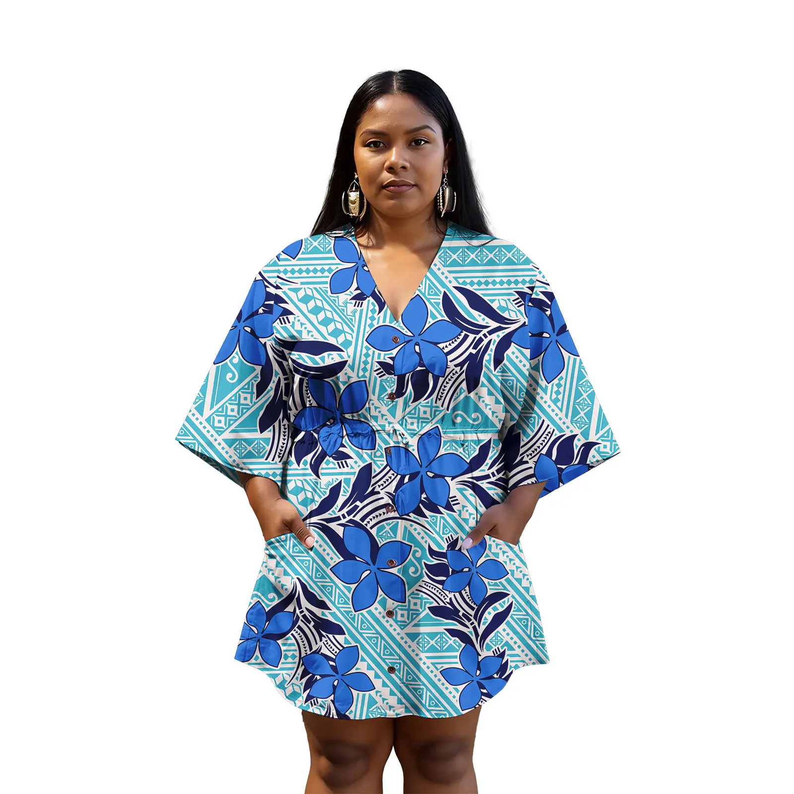 Vintage Midi Dress Dress Women Polynesian Pacific Island Hawaii Dress Patterns Custom Casual Clothing