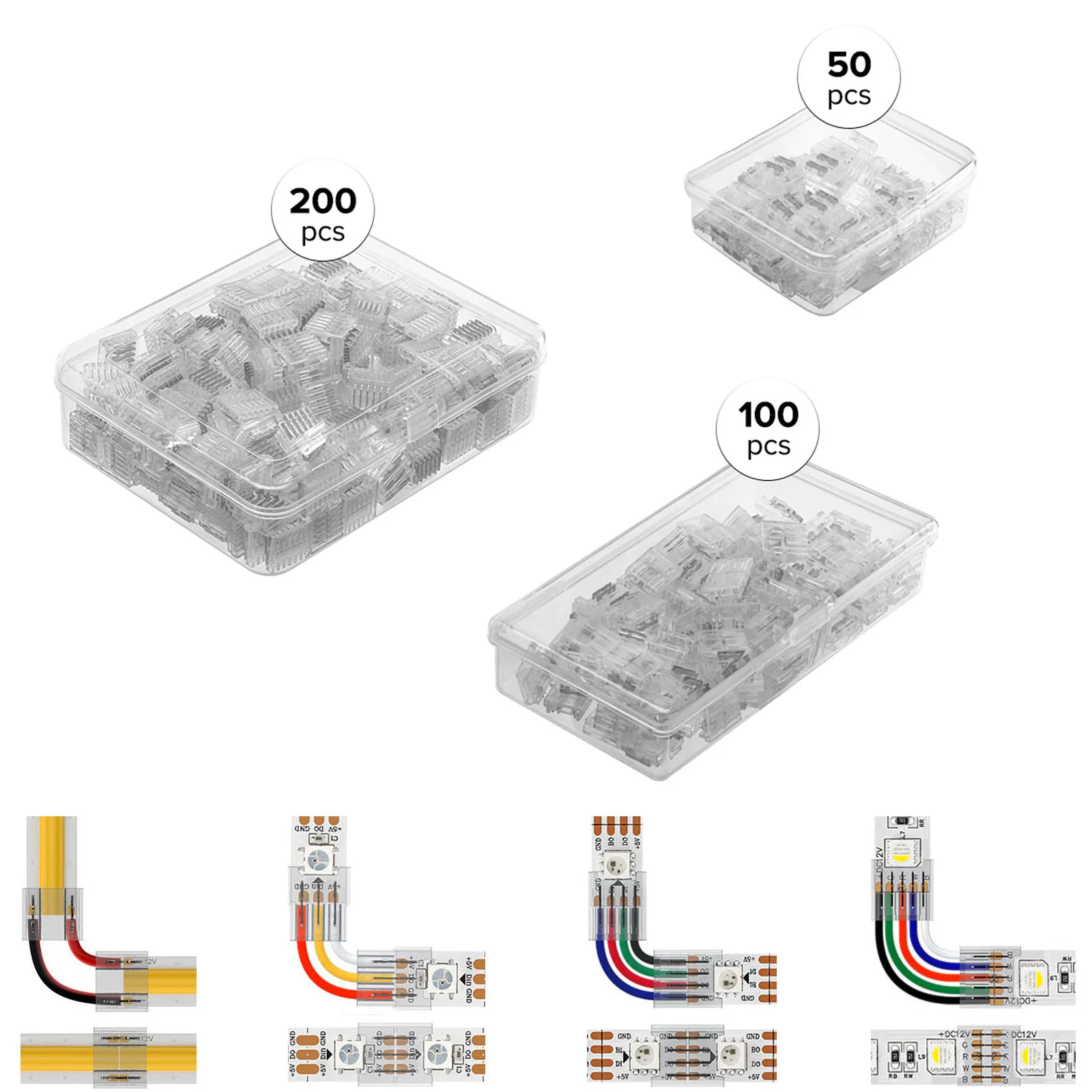 50 sztuk 100 sztuk 200 sztuk przezroczyste złącze lutowane WS2811 WS2812B WS2815 5050 RGBW RGBCCT SMD FCOB DIM CCT listwy RGB LED