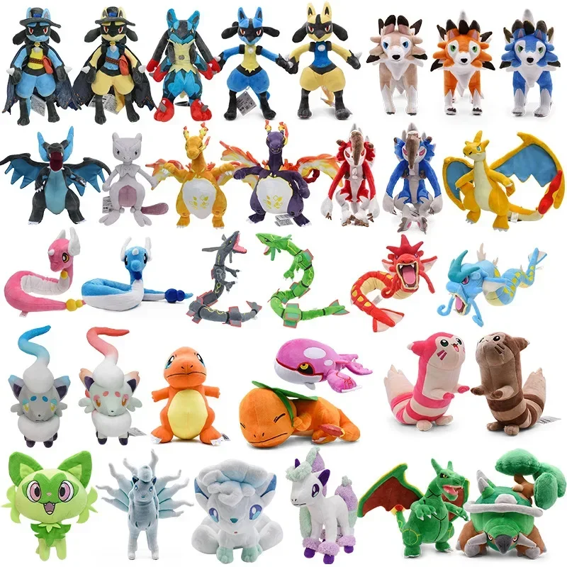 Anime Pokemon Series Plush Toys Kawaii Charizard Lucario Dragonair Rayquaza Gyarados Soft Dolls Kids Birthday Christmas Gifts