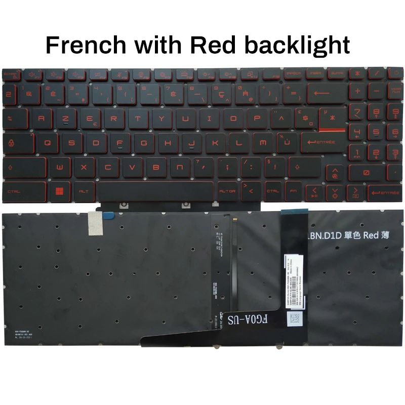 Imagem -03 - Teclado do Portátil Russo us Espanhol Francês para Msi Gl66 Gf66 Ms1581 1582 1583 1585 Gl76 Gf76 Ms-17l1 17l3 Ms-17l4 Ms-17l5