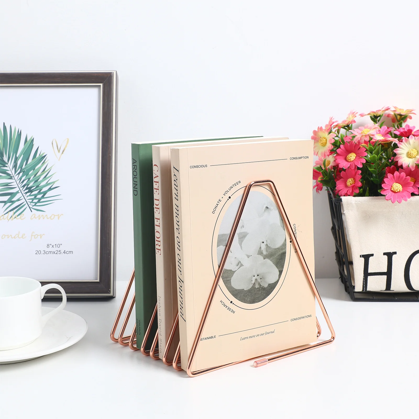 Metal Desktop Magazine Holder Expandable File Organizer Rack for Journals Files Records Books Vinyl Albums Desk Storage Solution