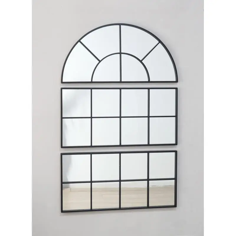 Large Arched Wall Mirror with Triple Sections, 30in x 45in - Elegant Multi-Panel Design for Home Decor