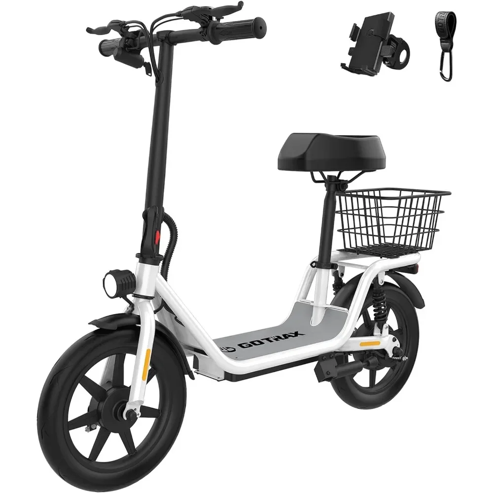 

Electric Scooter with Seat for Adult, 18.6Miles Range&15.5Mph Power by 400W Motor, 14" Pneumatic Tire&Height Adjustable Seat