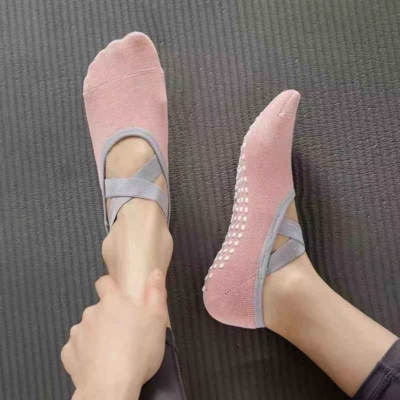 1 paio di calzini da yoga professionali da donna calzini antiscivolo in silicone per balletto pilates calzini sportivi da ballo con fasciatura