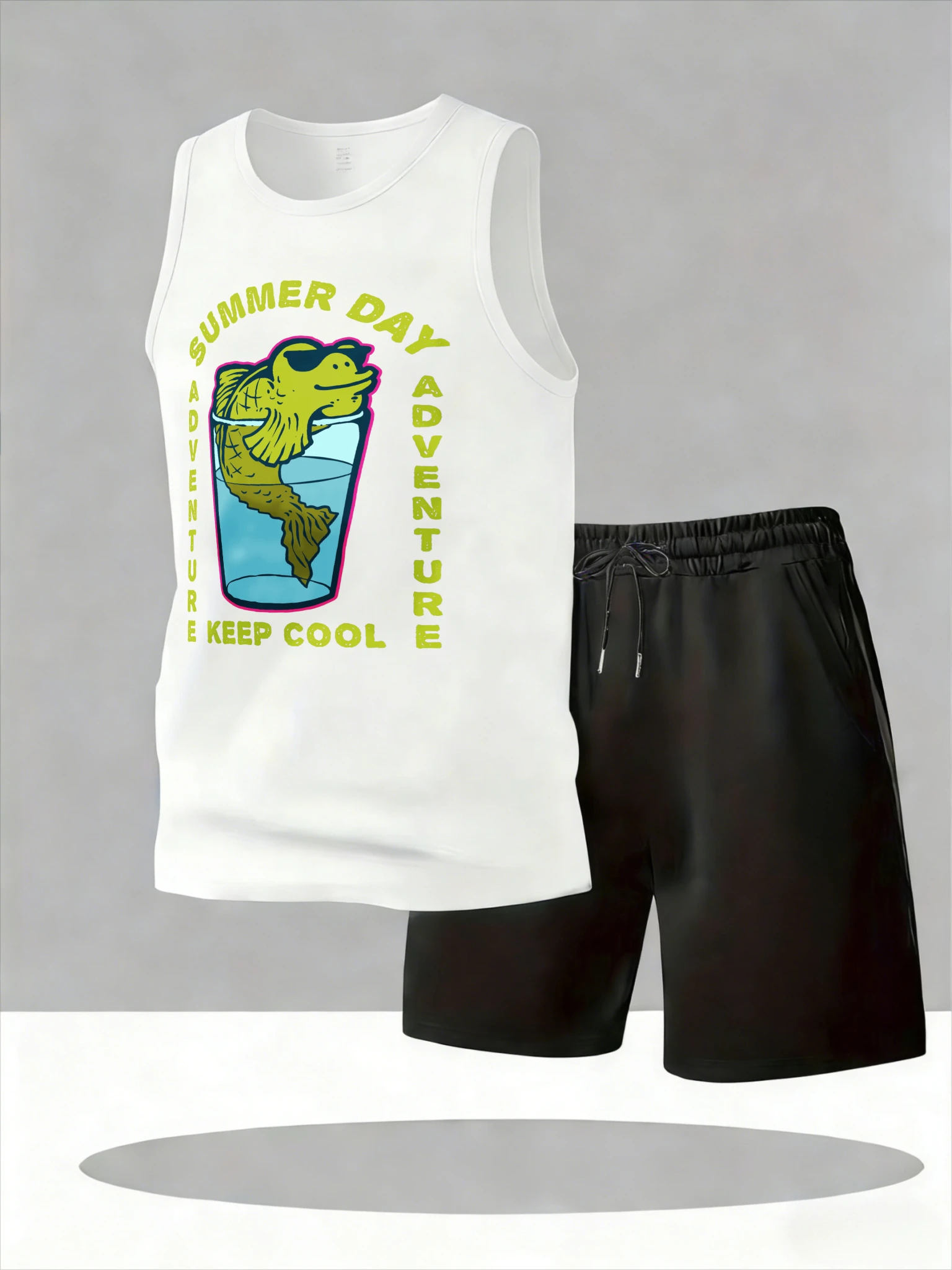 

Men's Tank Top Sets 2026 Summer Quick drying oversize 2 piece set Two-piece sets Breathable seaside sports crewneck running