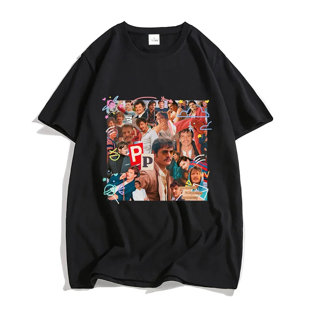 Pedro Pascal Prince Actor T-shirts MEN Real Person Photo Puzzle Tshirts 100% Cotton T Shirts Originality Casual Aldult Aesthetic