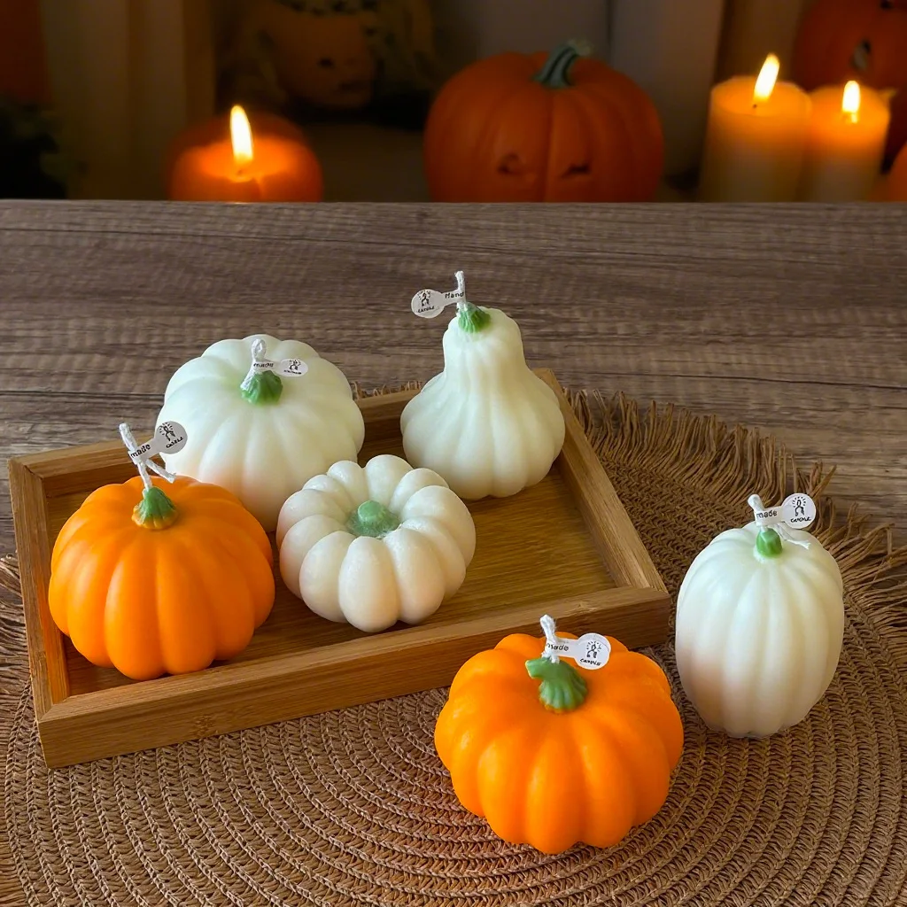 3D Simulation Pumpkin Silicone Candle Mold DIY Halloween Aroma Plaster Resin Ornaments Handmade Soap Pumpkin Candle Mould