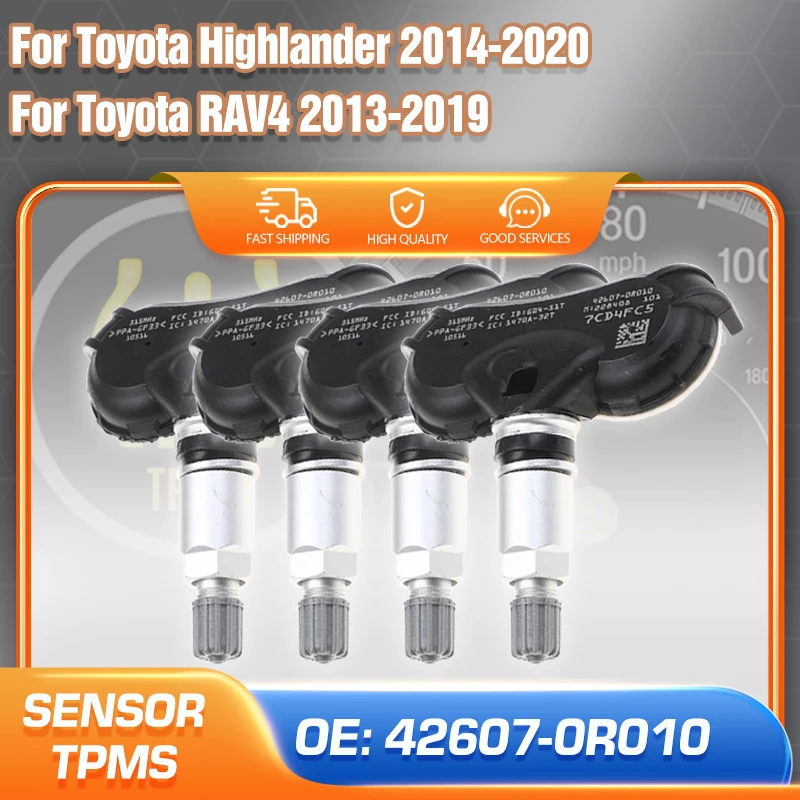 1/4 шт. система контроля давления в шинах для Toyota Highlander 2014-2020 Toyota RAV4 RAV-4 2013-2019 автомобильный датчик TPMS 42607-0R010