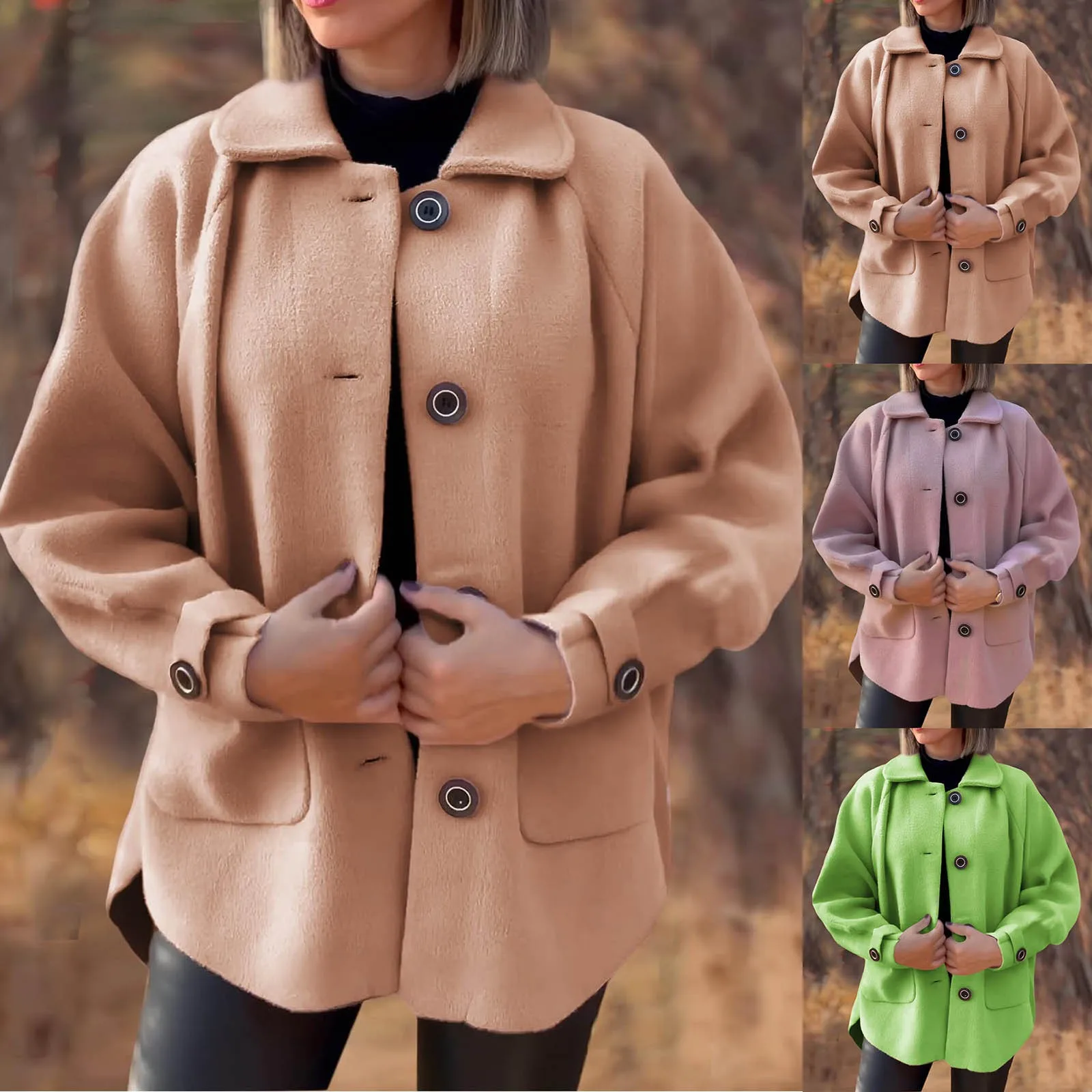 Women's Soft Wool Button Down Coat With Pockets Stylish And Warm Outerwear Fleece Jacket Women Winter Coats