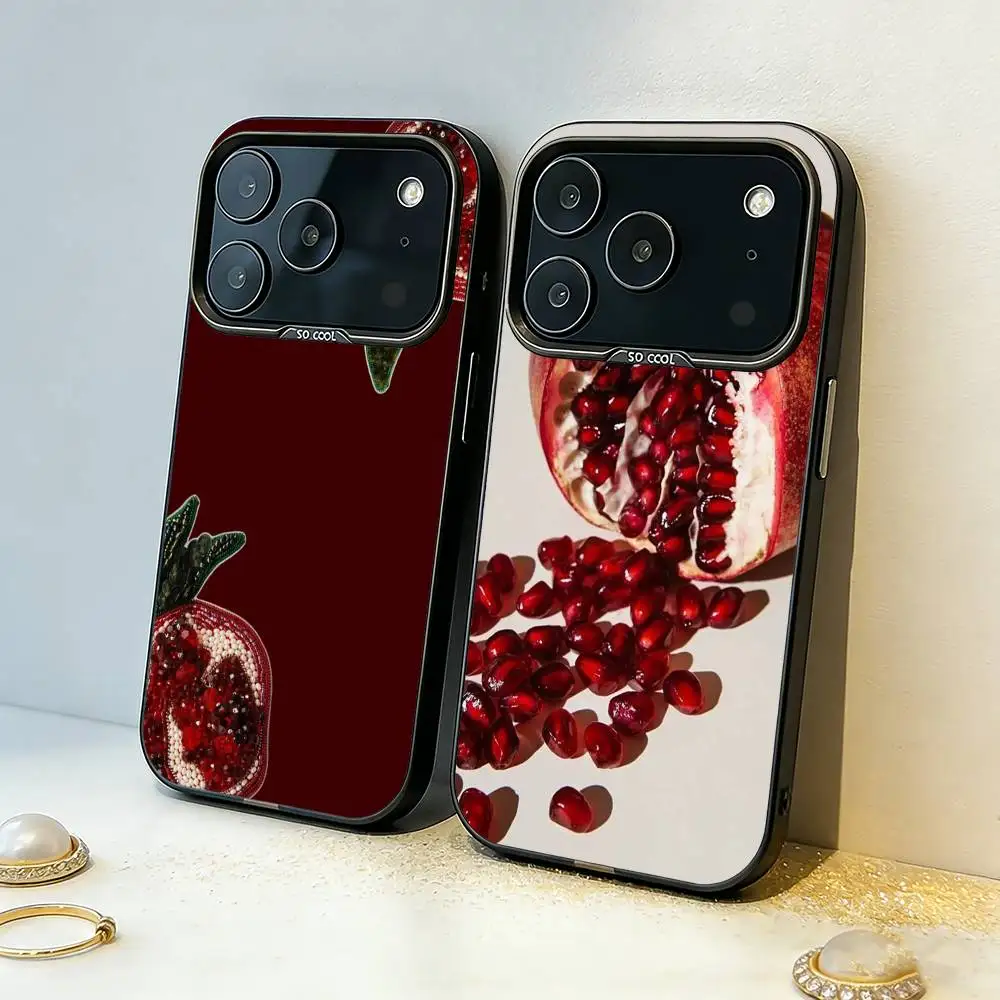 

Red C-Cherry Pomegranate Raspberry Phone Case For iPhone17,16,15,14,13,12,11,Pro,MAX White Matte Shockproof Cover