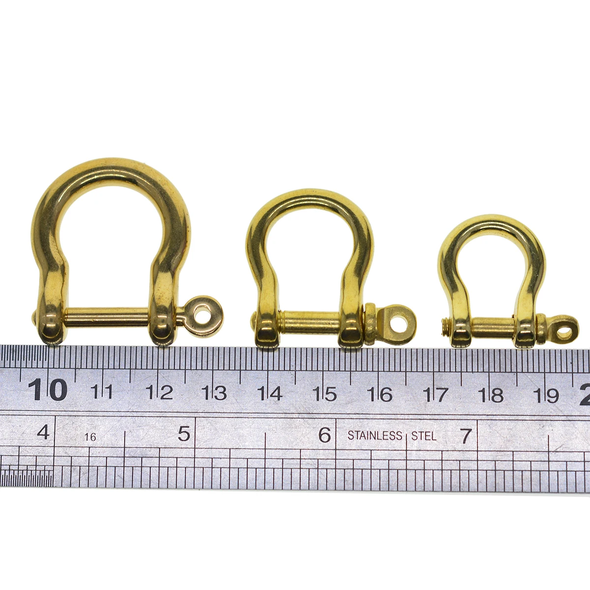 4 sizes Super fine Simple  Solid Brass Japanese Bow Shackle joint link connector for DIY EDC keychains Key ring FOB lanyard