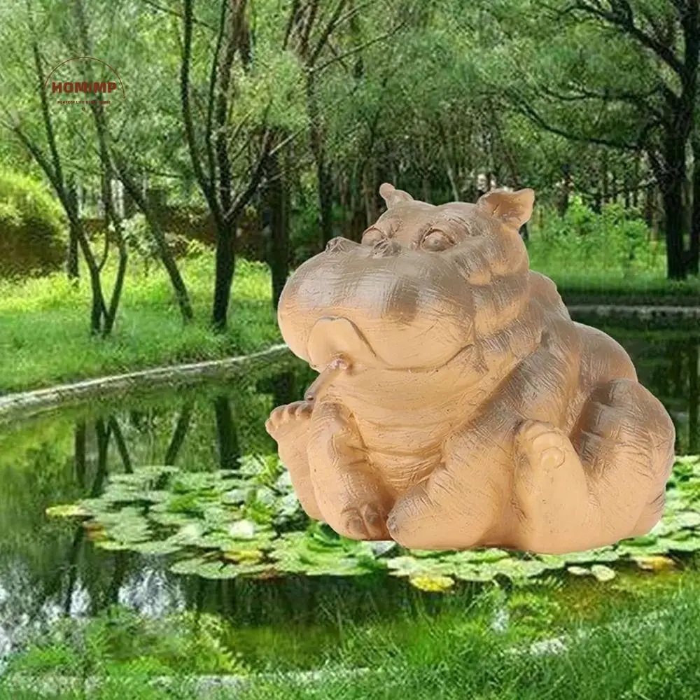 

Hippo Decor Realistic Hippo Pond Spitter Statue Resin Cute Hippo Garden Statue Simulation Animal Fountain Outdoor