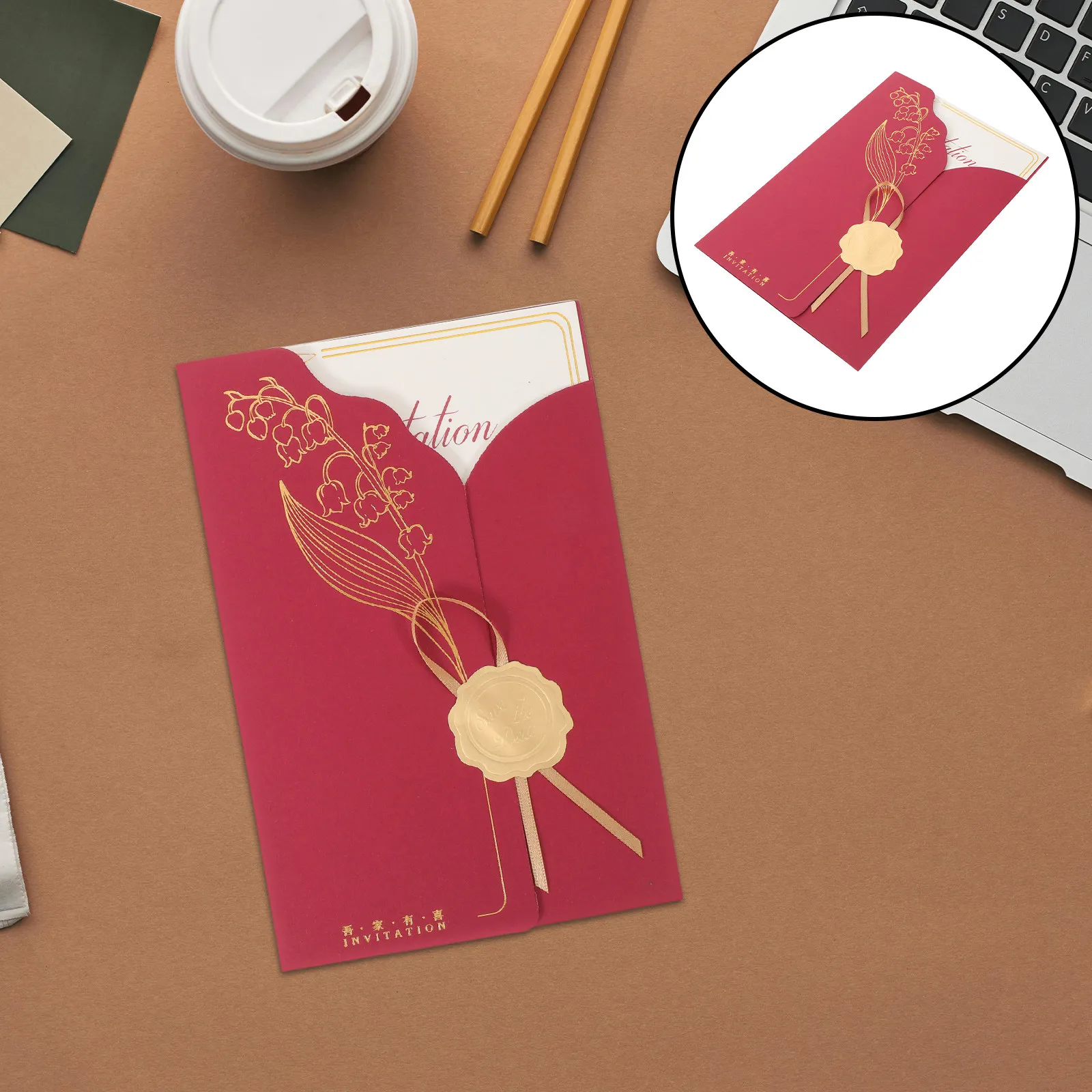 

Набор из 20 свадебных пригласительных открыток: красные с золотой фольгой, элегантный китайский дизайн, для официальных банкетов, девичников, помолвок и вечеринок