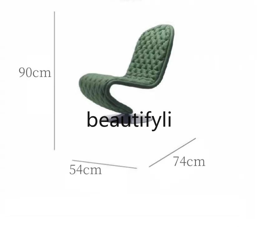 Nordic designer creative special-shaped S-shaped chair serpentine metal buckle back leisure chair model room reception chair