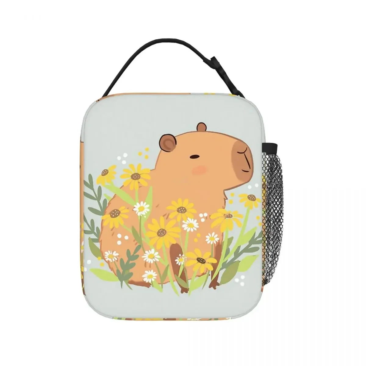 Capybara With Daisy Flowers Insulated Lunch Bags Picnic Bags Thermal Cooler Lunch Box Lunch Tote for Woman Work Children School