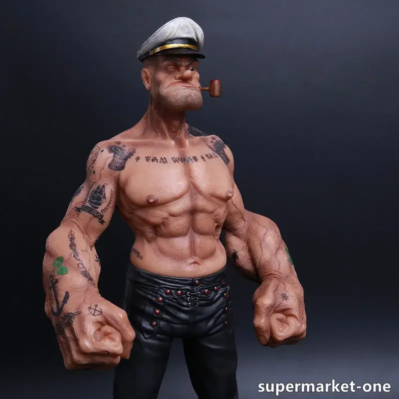 

35CM headplay 1/6 Popeye The Sailor Man PVC Statue Figure Model Toy TATTOO BODY