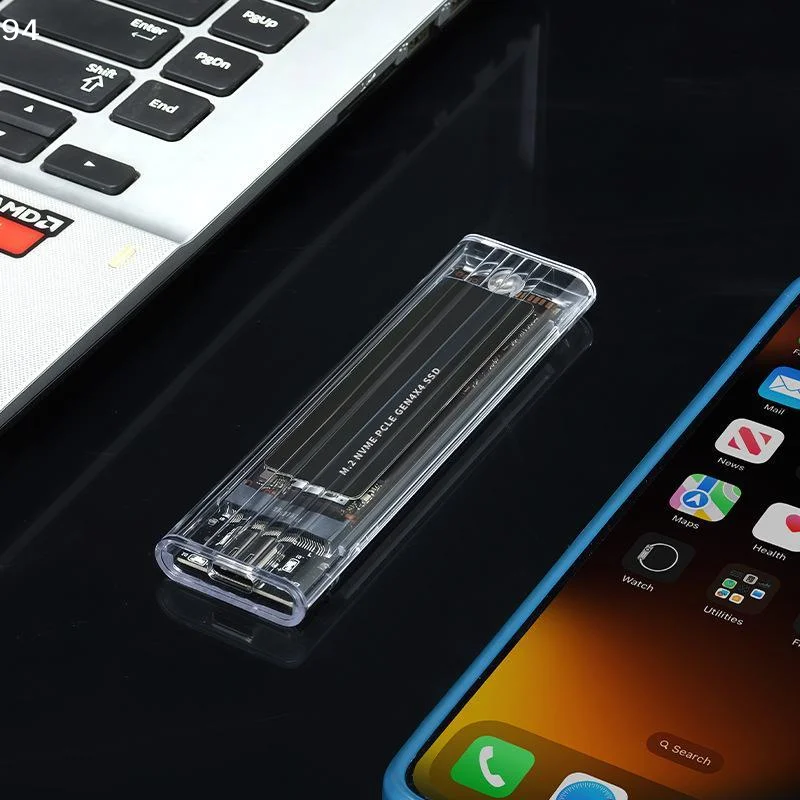 Transparent M2 SSD Enclosure 10Gbps High Speed Transfer Durable Clear Shell For Laptop Storage Business Trips Office Work
