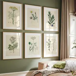 Vintage Botanical Fern Modern Flower Daisy Green Leaf Posters and Prints Canvas Printing Wall Art Picture for Living Room Decor
