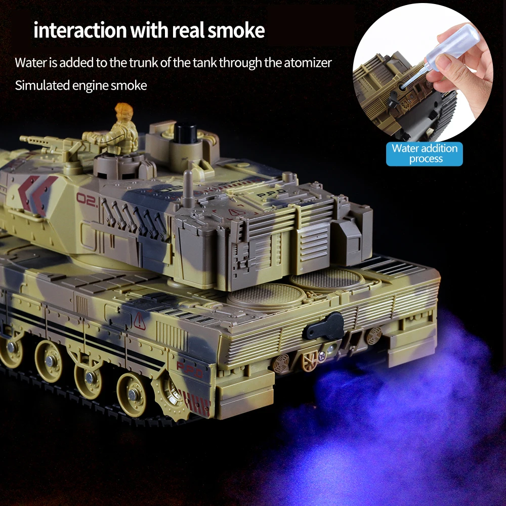 Symulacja samochodu zdalnie sterowanego z czołgiem, efekt dźwiękowy, 13-funkcyjna elektryczna zabawka zdalnie sterowana na prezent.