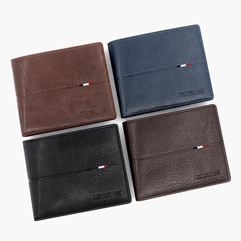 Cartera corta de cuero PU para hombre, Tarjetero con cremallera, bolsillo para monedas Delgado Simple, billetera corta de ocio, moda