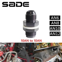 Male 6AN 8AN 10AN 12AN Fuel Cell Bulkhead Fitting Adapter With Washer Aluminum Black Auto Accessories