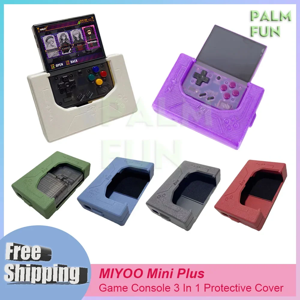 MIYOO Mini Plus Game Console 3 In 1 Protective Cover 3.5 Inch Portable Retro Handheld Game Console Storage Display Stand DIY