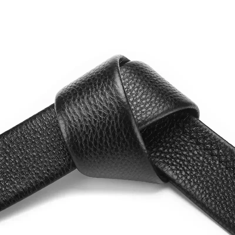 2Pcs 3.5cm/1.37inch Width Black Soft PU Leather Men Belts Body No Buckle Straps for Automatic Buckle Men\'s Belt Without Buckle