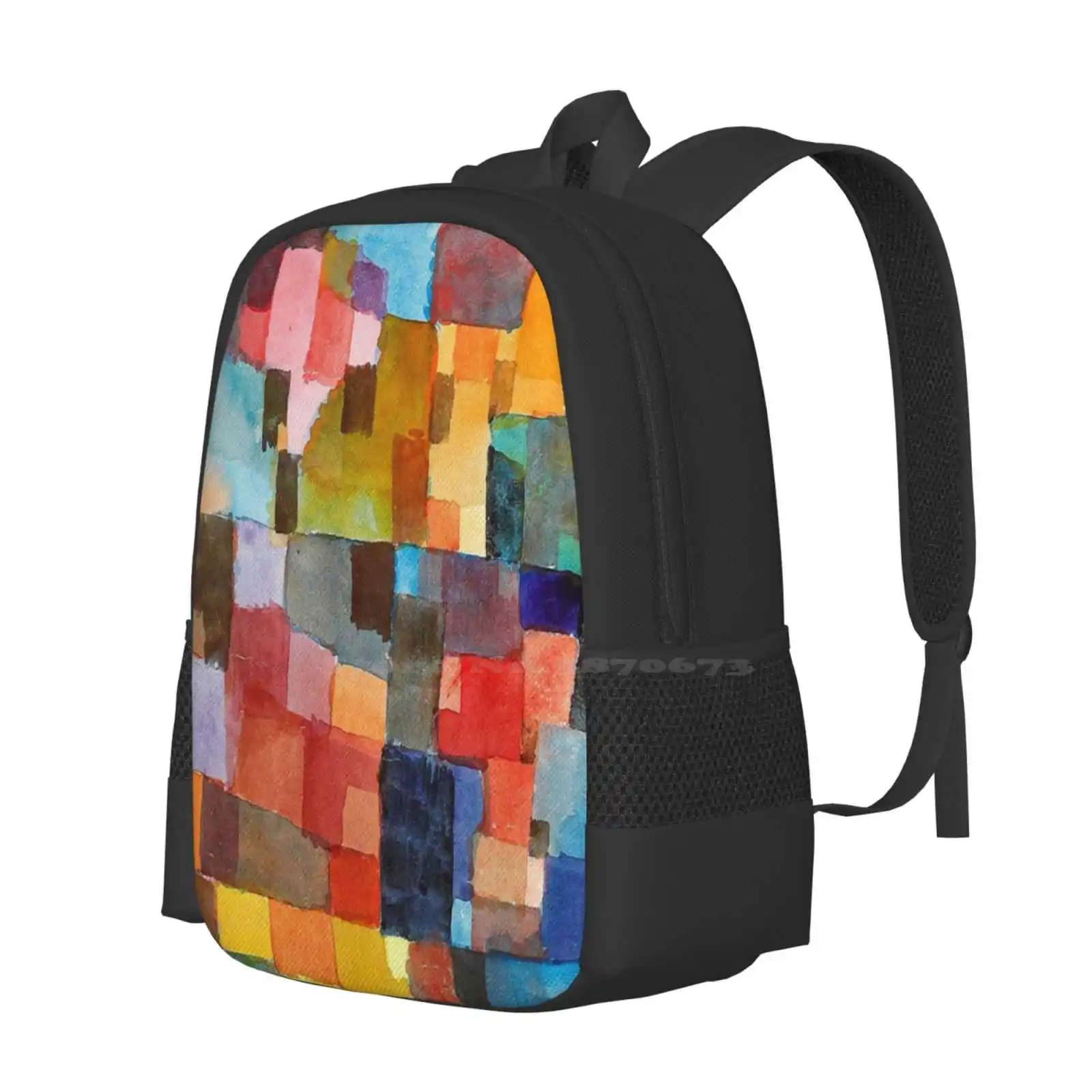 Paul Klee Abstract Art Hot Sale Schoolbag Backpack Fashion Bags Paul Klee Fish Inspired Color Block Paul Klee Paul Klee