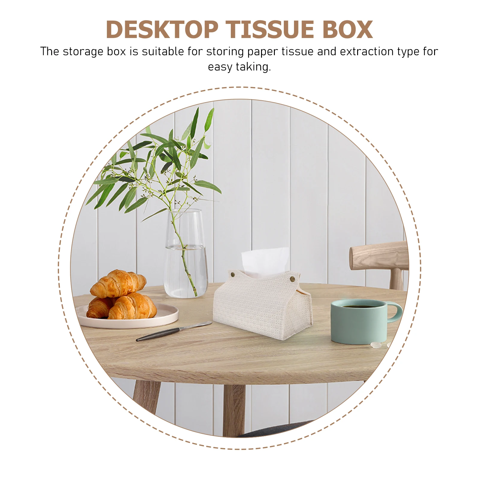 

Pu Tissue Box Cover White Simple Dispenser Paper Towel Holder Home Car Hotel Napkin Container Storage Case