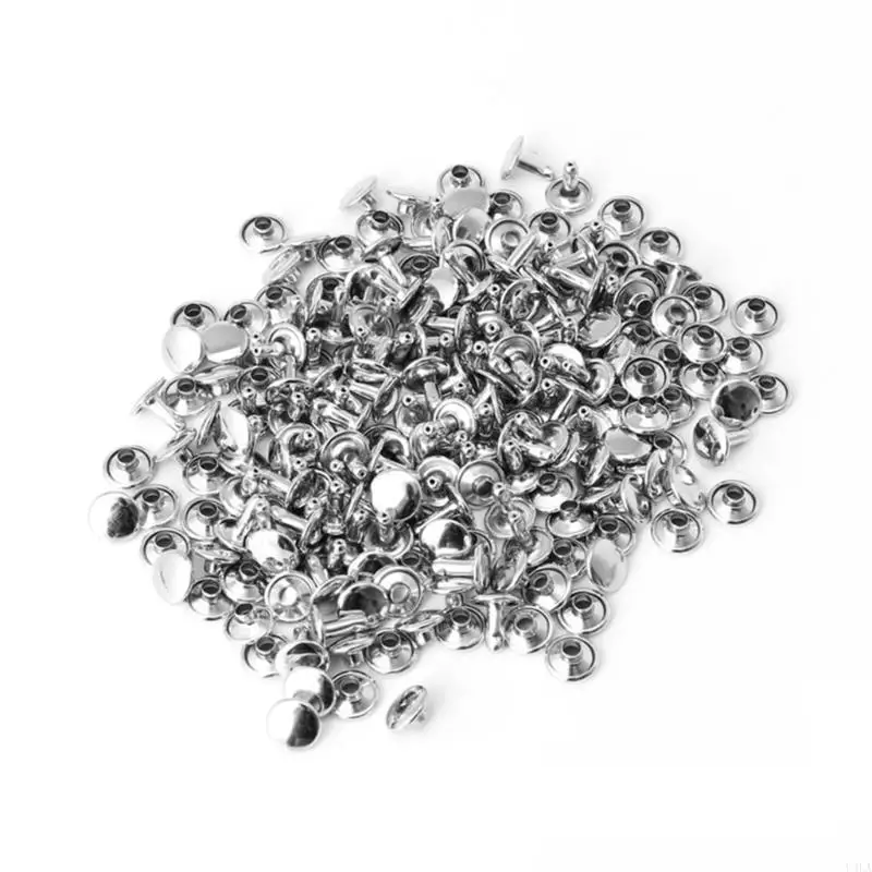 U4LA 100x Double Rivet Logam Lokor Perbaikan Kerajinan Studs Punk Decor